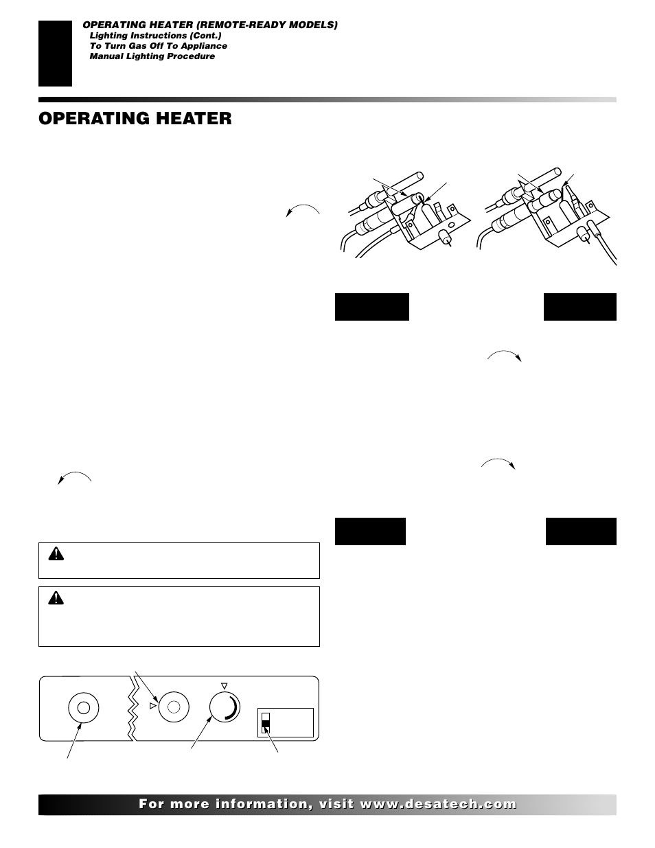 Operating heater, Continued | Desa "A" Models User Manual | Page 20 / 40