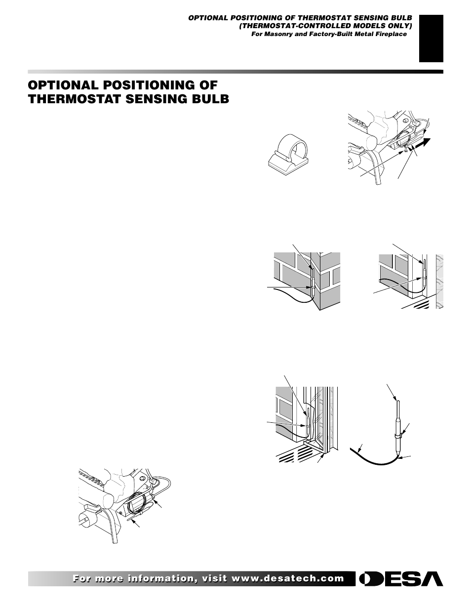 Optional positioning of thermostat sensing bulb | Desa "A" Models User Manual | Page 27 / 40