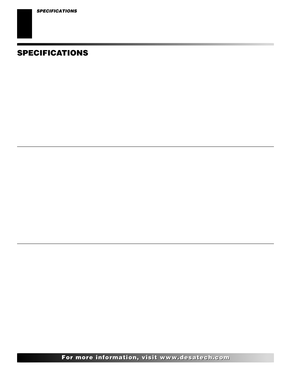 Specifications | Desa "A" Models User Manual | Page 28 / 40