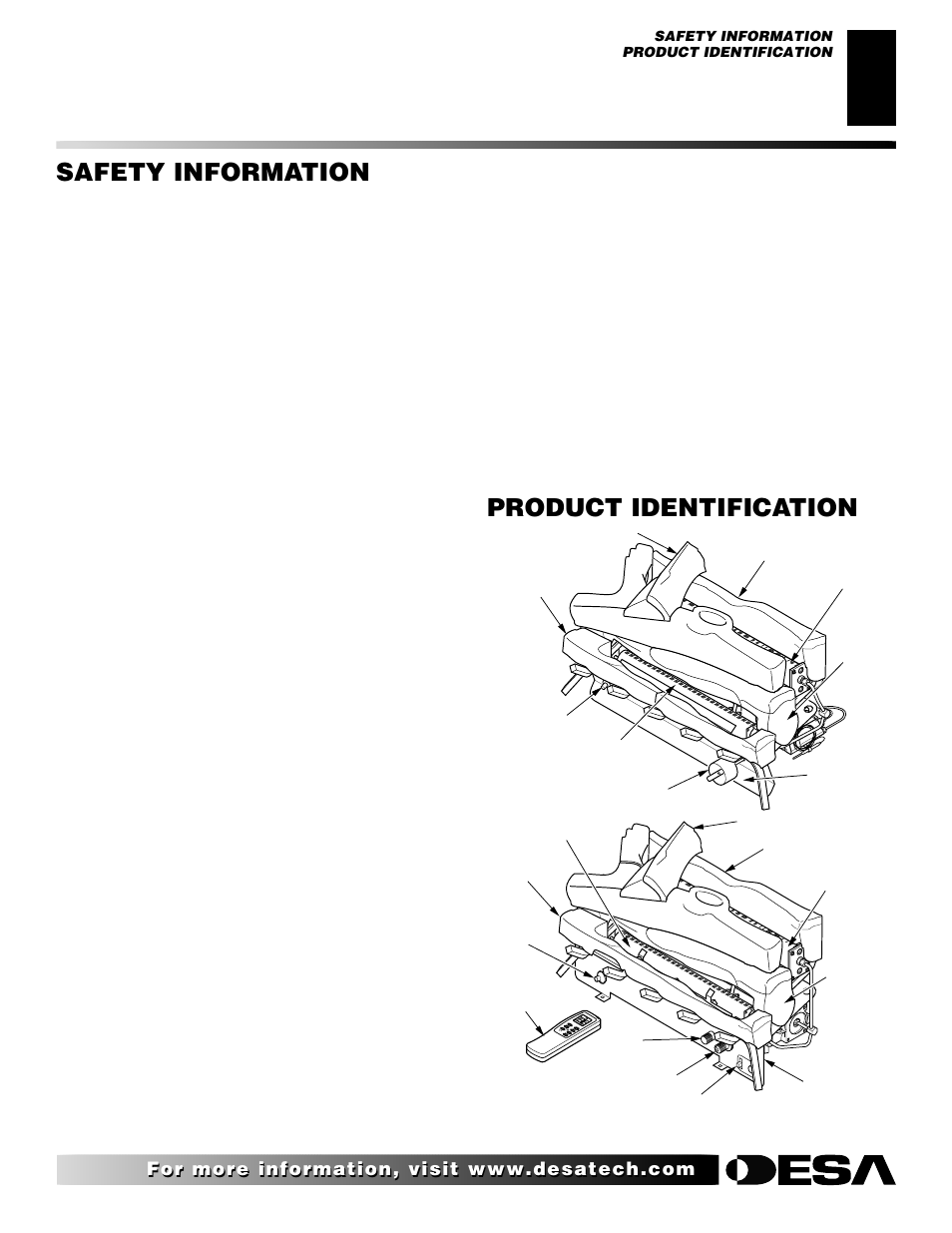 Safety information, Product identification, Continued | Desa "A" Models User Manual | Page 3 / 40