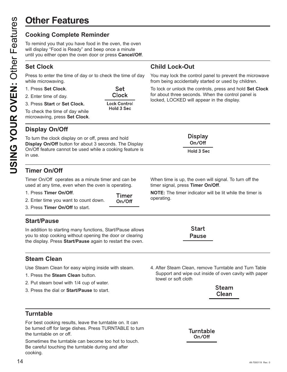 Other features using your oven: other features | Cafe 30 Inch Over-the-Range Microwave Oven Owner's Manual User Manual | Page 15 / 49