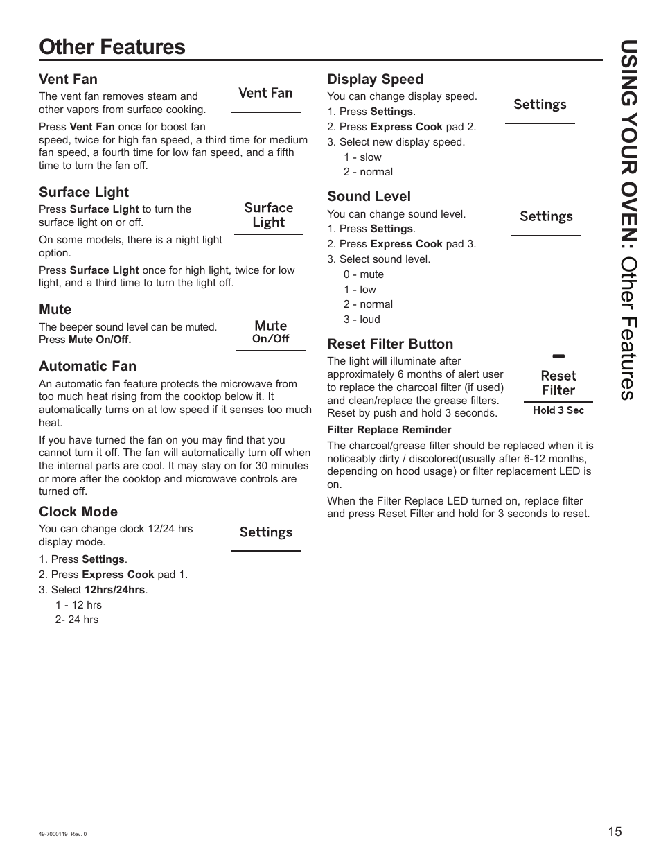 Other features using your oven: other features | Cafe 30 Inch Over-the-Range Microwave Oven Owner's Manual User Manual | Page 16 / 49