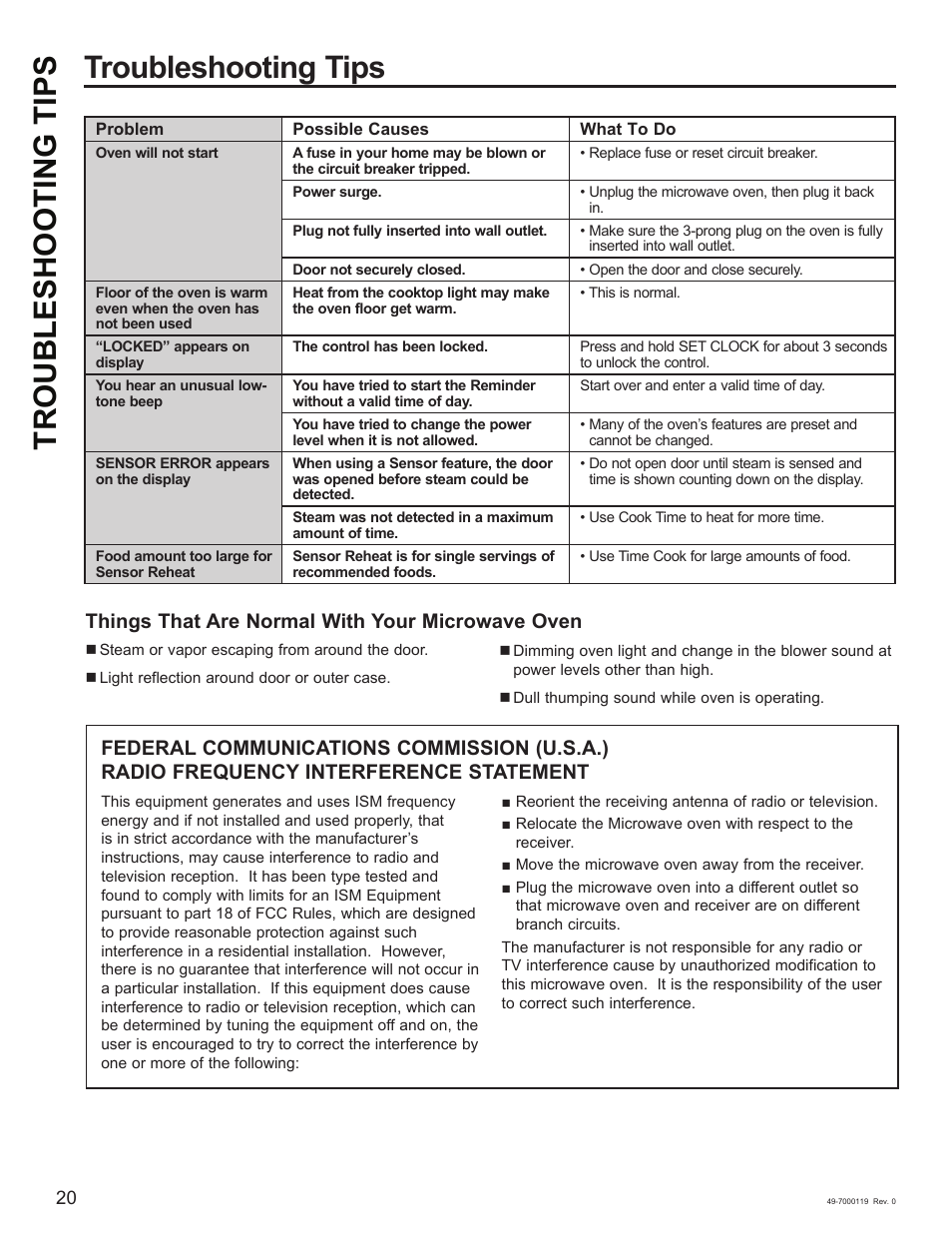 Troubleshooting tips, Things that are normal with your microwave oven | Cafe 30 Inch Over-the-Range Microwave Oven Owner's Manual User Manual | Page 21 / 49