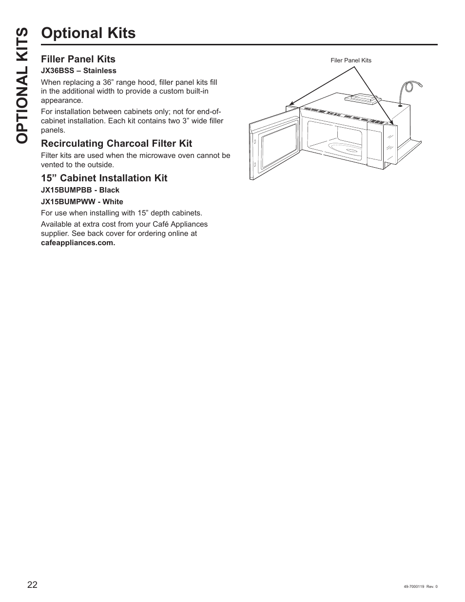 Optional kits optional kits | Cafe 30 Inch Over-the-Range Microwave Oven Owner's Manual User Manual | Page 23 / 49