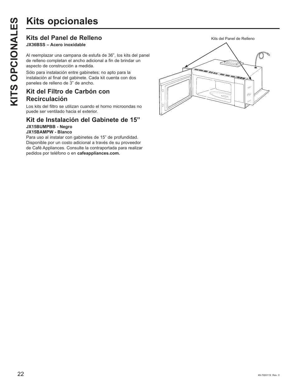 Kits opcionales kits opcionales | Cafe 30 Inch Over-the-Range Microwave Oven Owner's Manual User Manual | Page 47 / 49