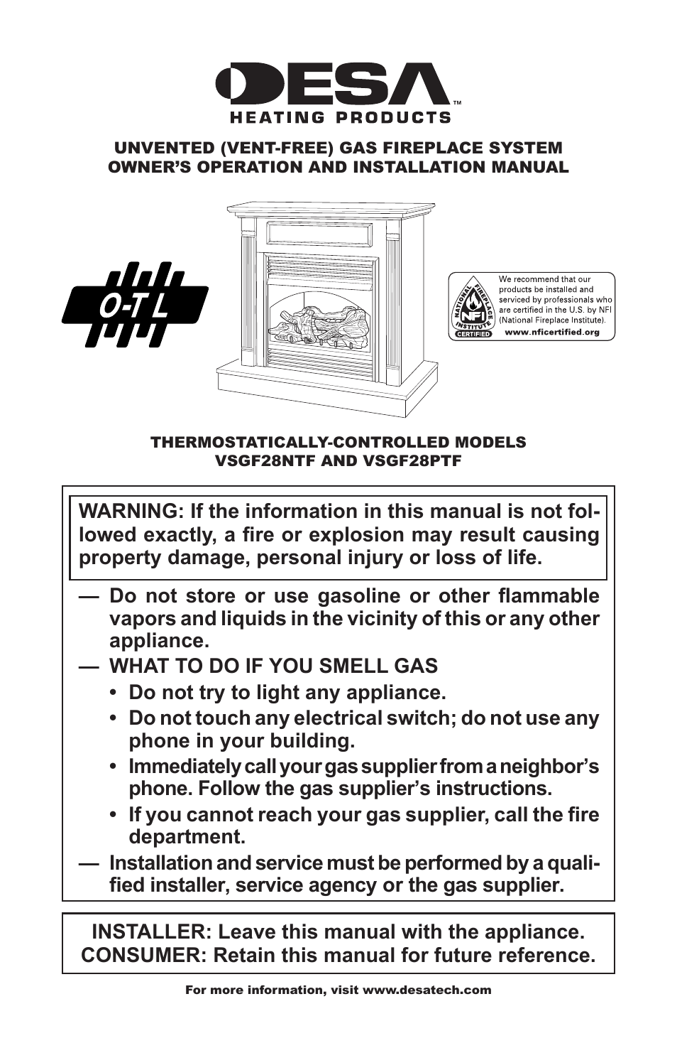 Desa VsGF28PTF User Manual | 32 pages