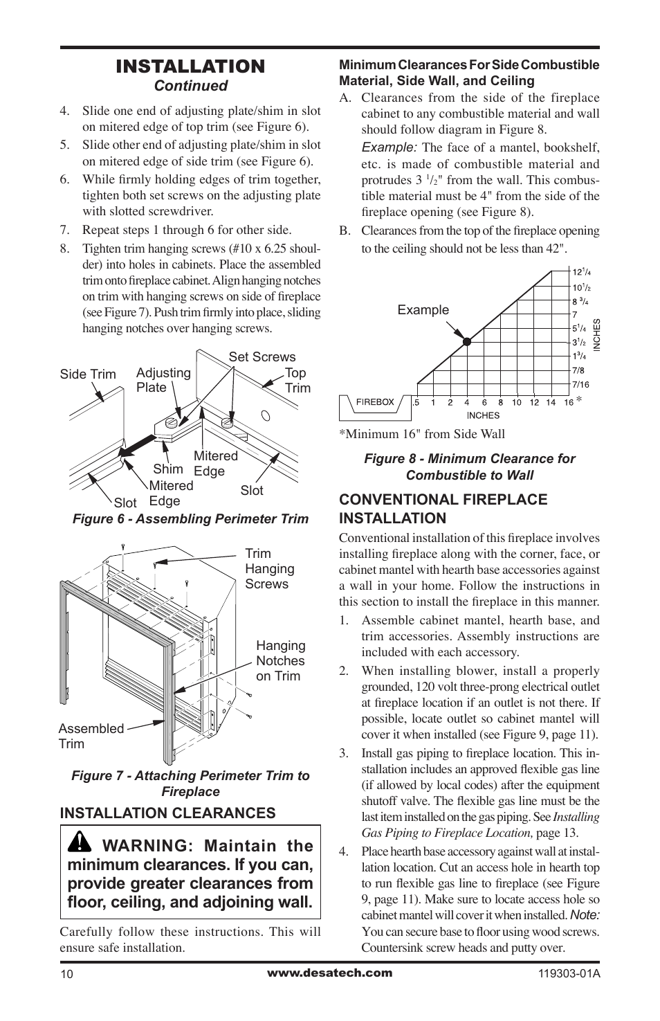 Installation | Desa VsGF28PTF User Manual | Page 10 / 32