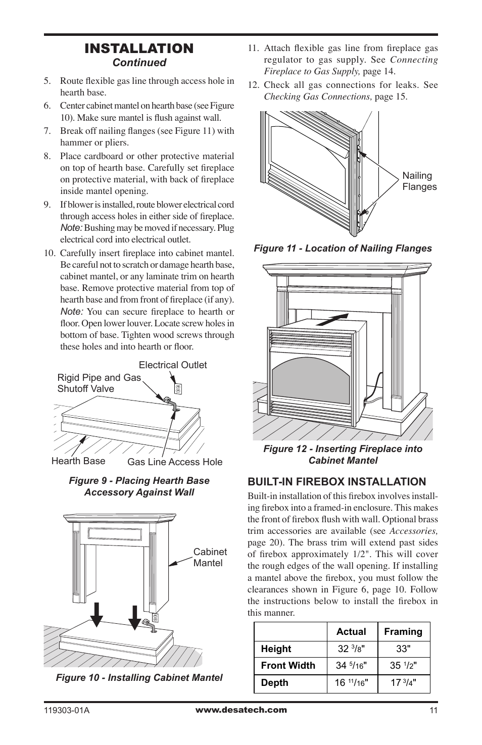 Installation | Desa VsGF28PTF User Manual | Page 11 / 32