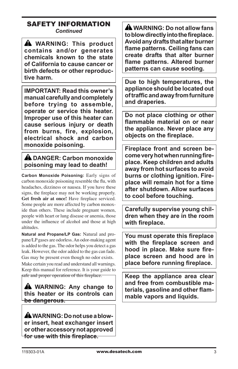 Safety information | Desa VsGF28PTF User Manual | Page 3 / 32