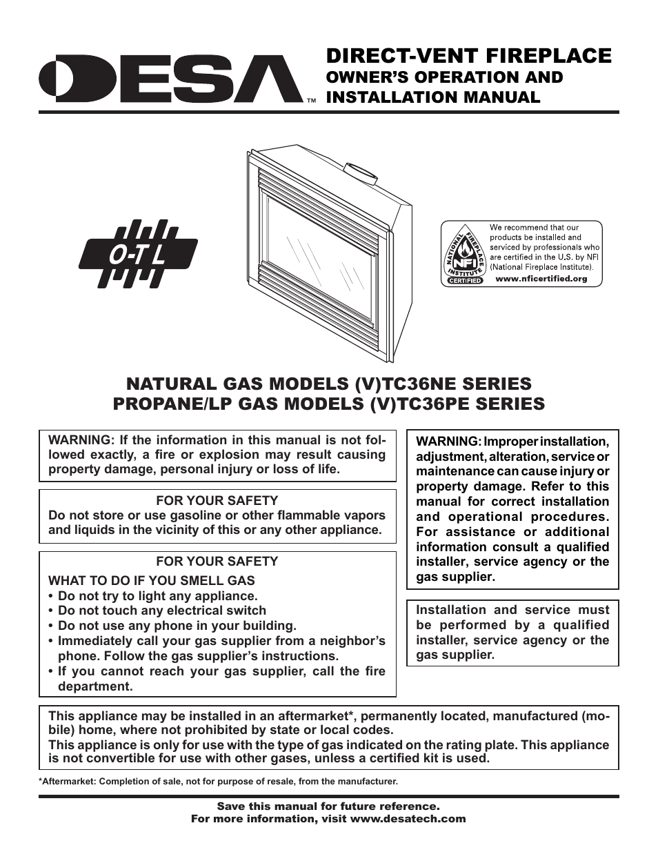 Desa (V)TC36NE User Manual | 38 pages