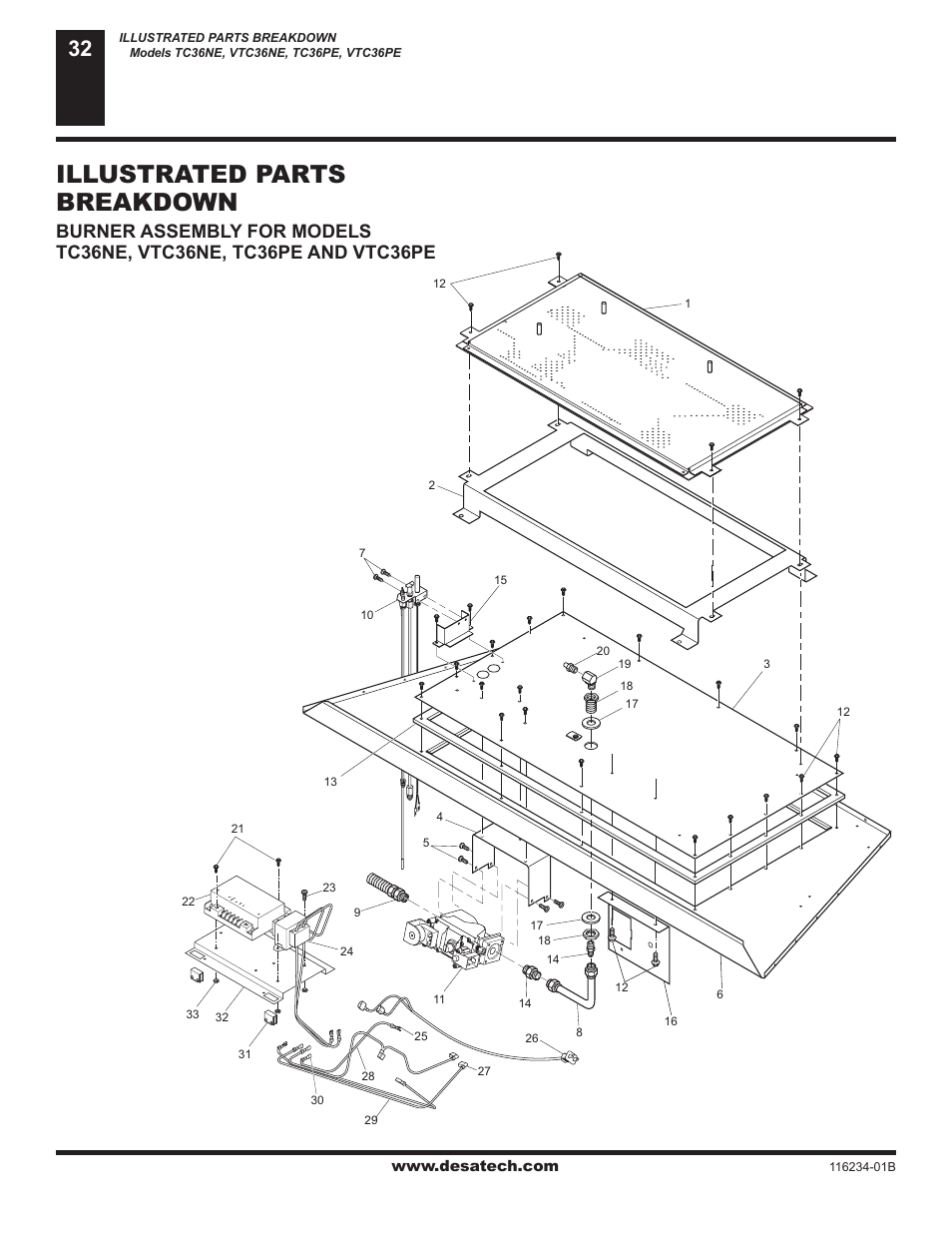 Illustrated parts breakdown | Desa (V)TC36NE User Manual | Page 32 / 38