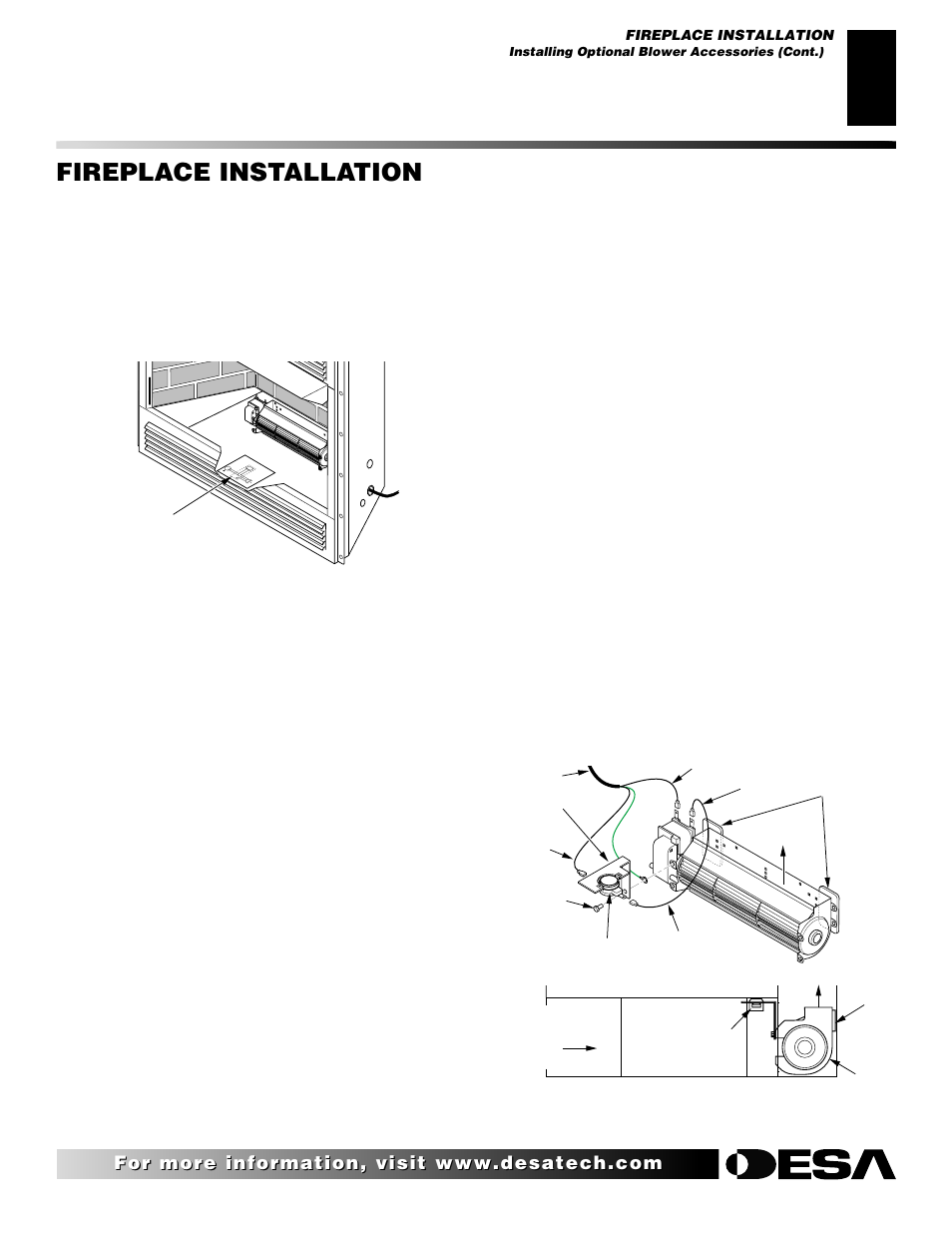 Fireplace installation, Continued | Desa (V)K42N User Manual | Page 17 / 40