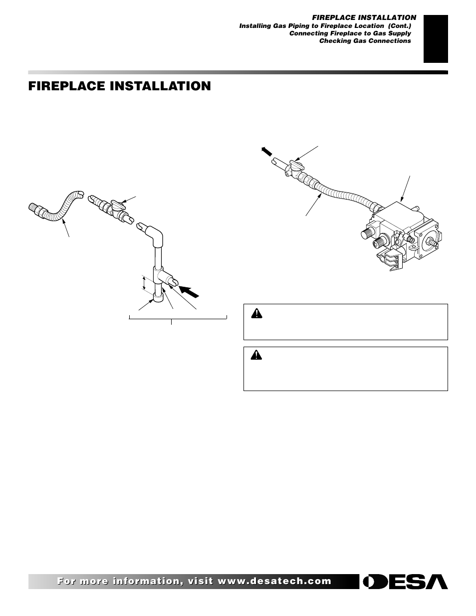 Fireplace installation, Continued | Desa (V)K42N User Manual | Page 19 / 40