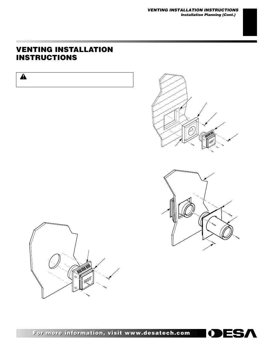Venting installation instructions, Continued | Desa (V)K42N User Manual | Page 9 / 40