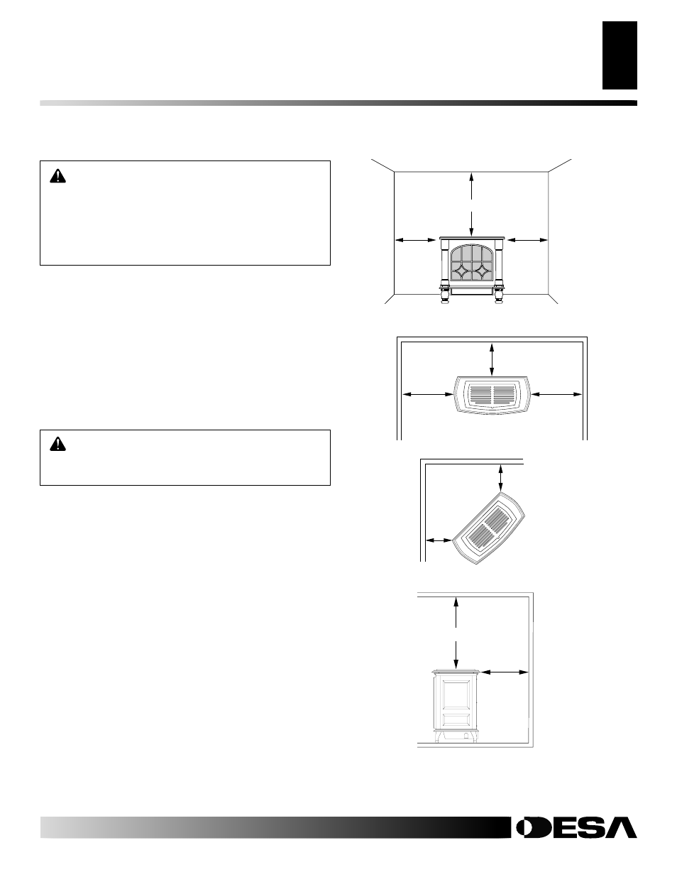 Installation, Continued, Check gas type | Minimum wall and ceiling clearances (see figure 4) | Desa SL30NT User Manual | Page 7 / 28
