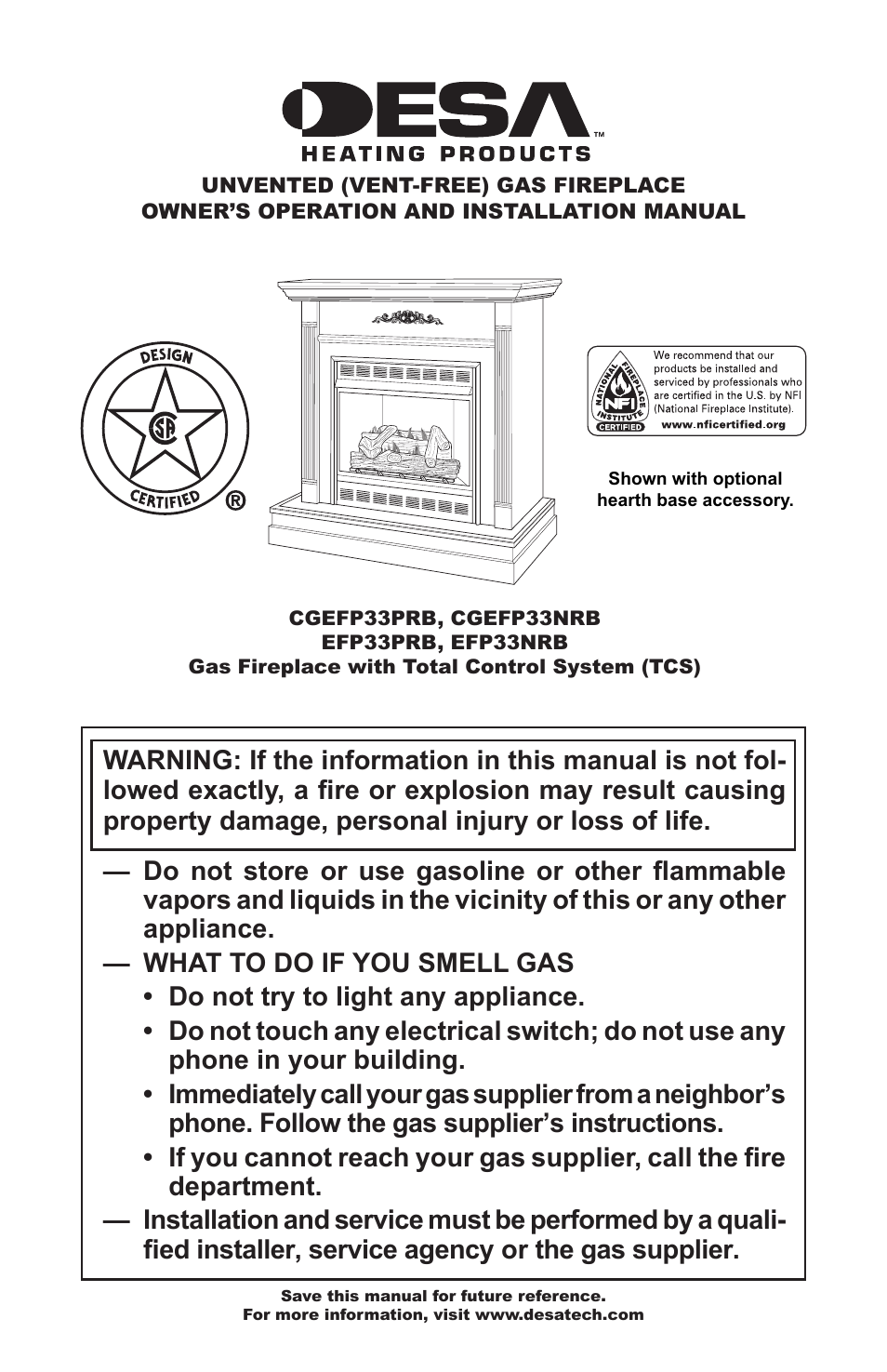 Desa CGEFP33PRB User Manual | 48 pages