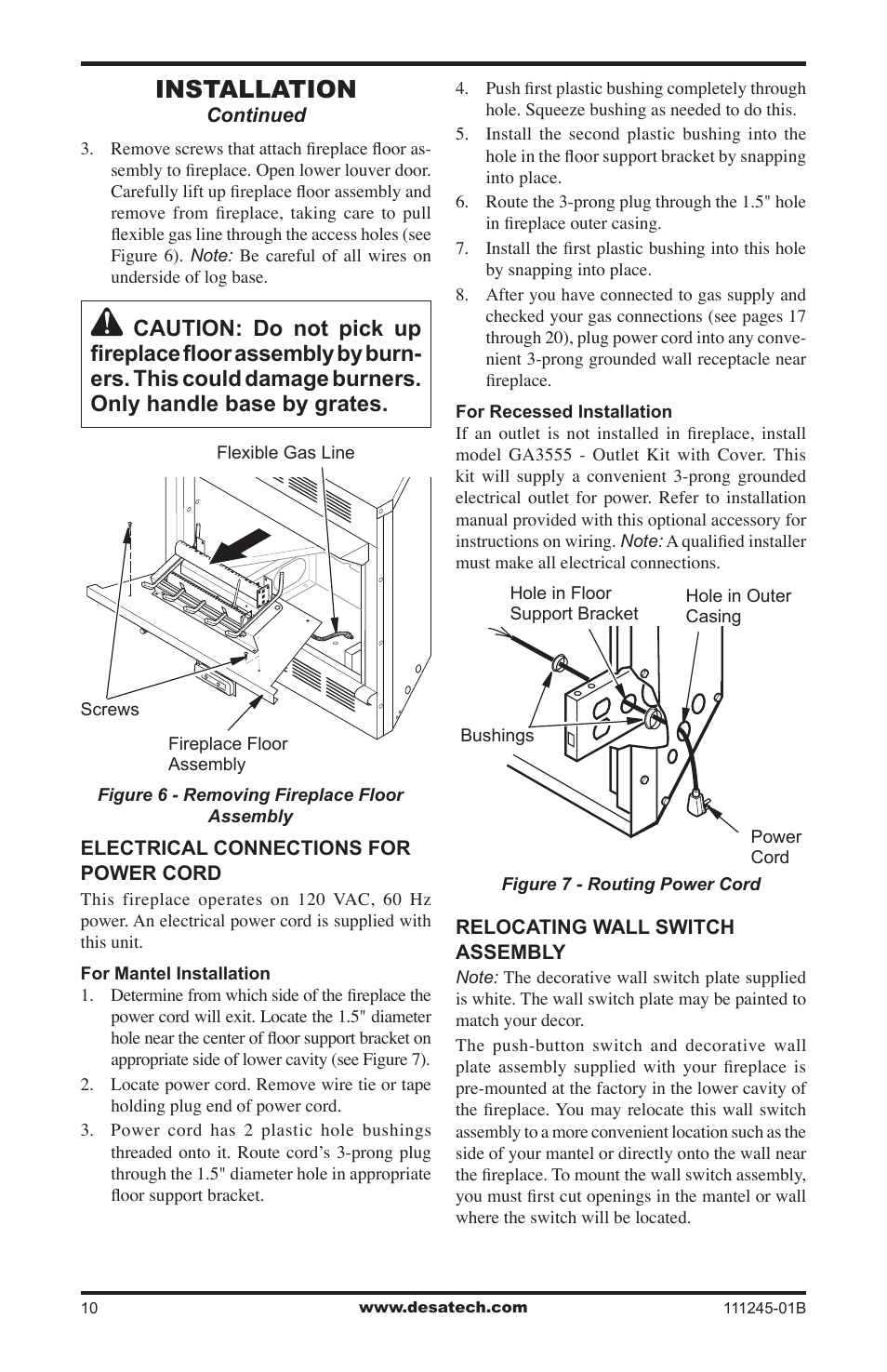 Installation | Desa CGEFP33PRB User Manual | Page 10 / 48