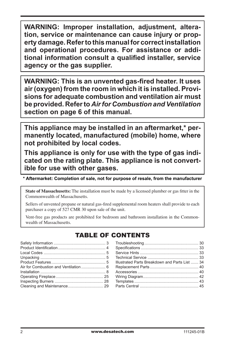 Desa CGEFP33PRB User Manual | Page 2 / 48