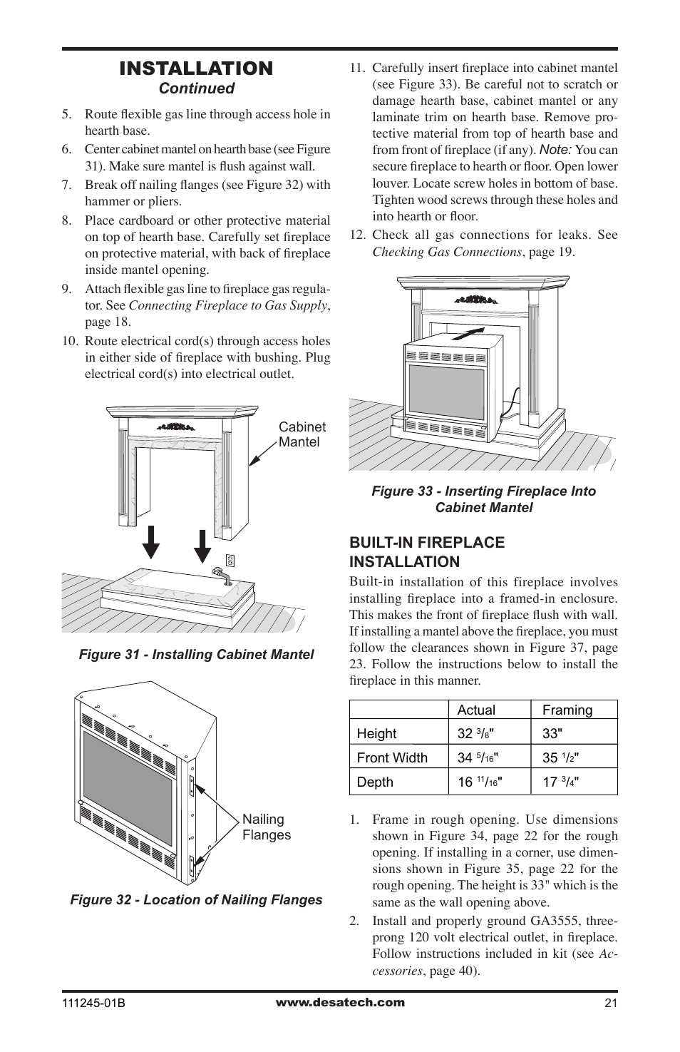 Installation | Desa CGEFP33PRB User Manual | Page 21 / 48