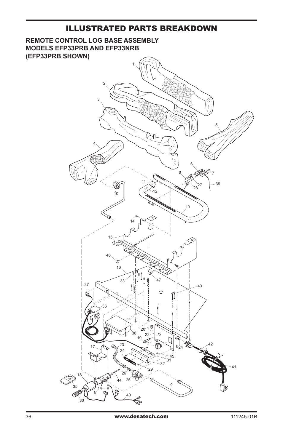 Illustrated parts breakdown | Desa CGEFP33PRB User Manual | Page 36 / 48