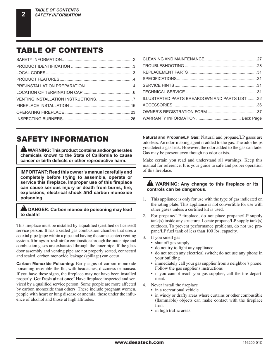 Desa CGCDV36NR User Manual | Page 2 / 40