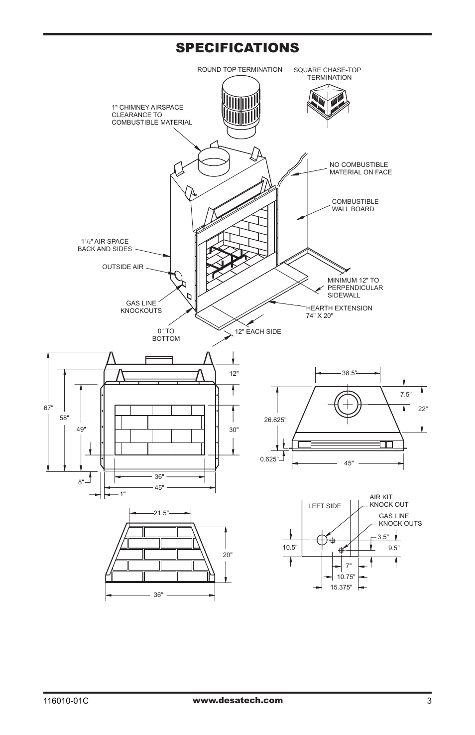 Specifications | Desa (V)G36 User Manual | Page 3 / 16