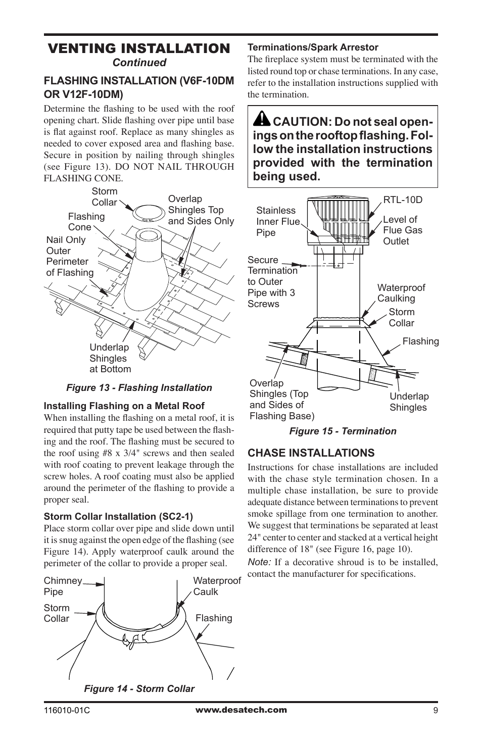 Venting installation | Desa (V)G36 User Manual | Page 9 / 16