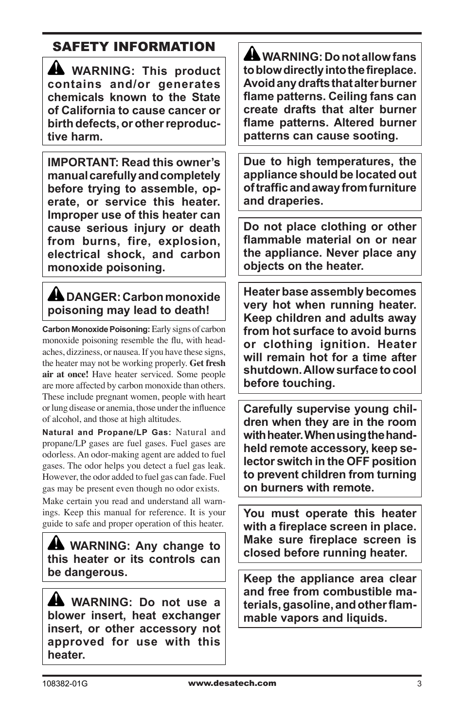 Safety information | Desa VYM27NR User Manual | Page 3 / 28