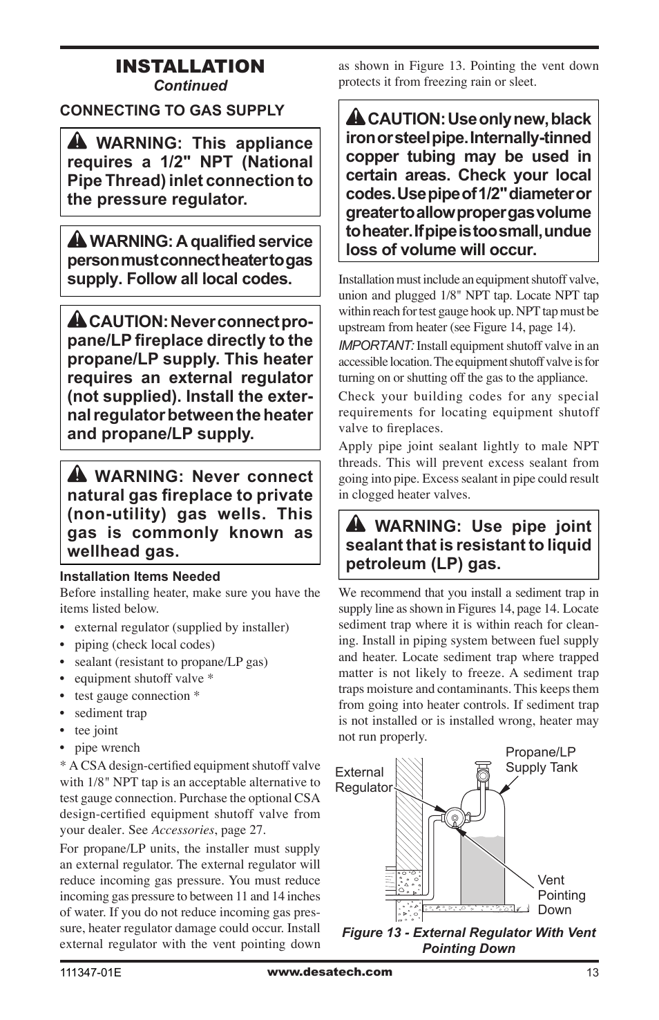 Installation | Desa CDL3924PT User Manual | Page 13 / 32