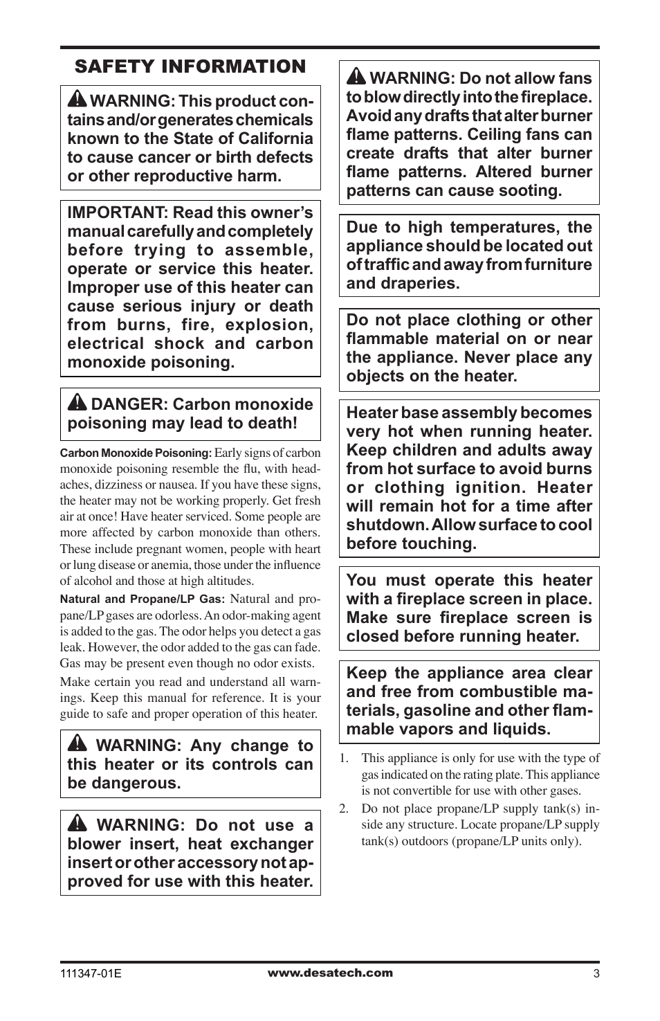 Safety information | Desa CDL3924PT User Manual | Page 3 / 32