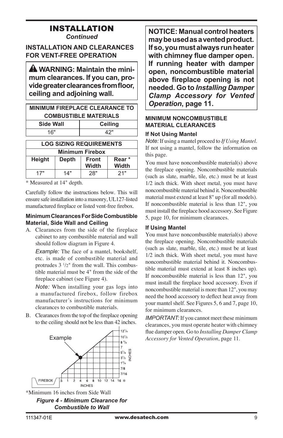 Installation | Desa CDL3924PT User Manual | Page 9 / 32