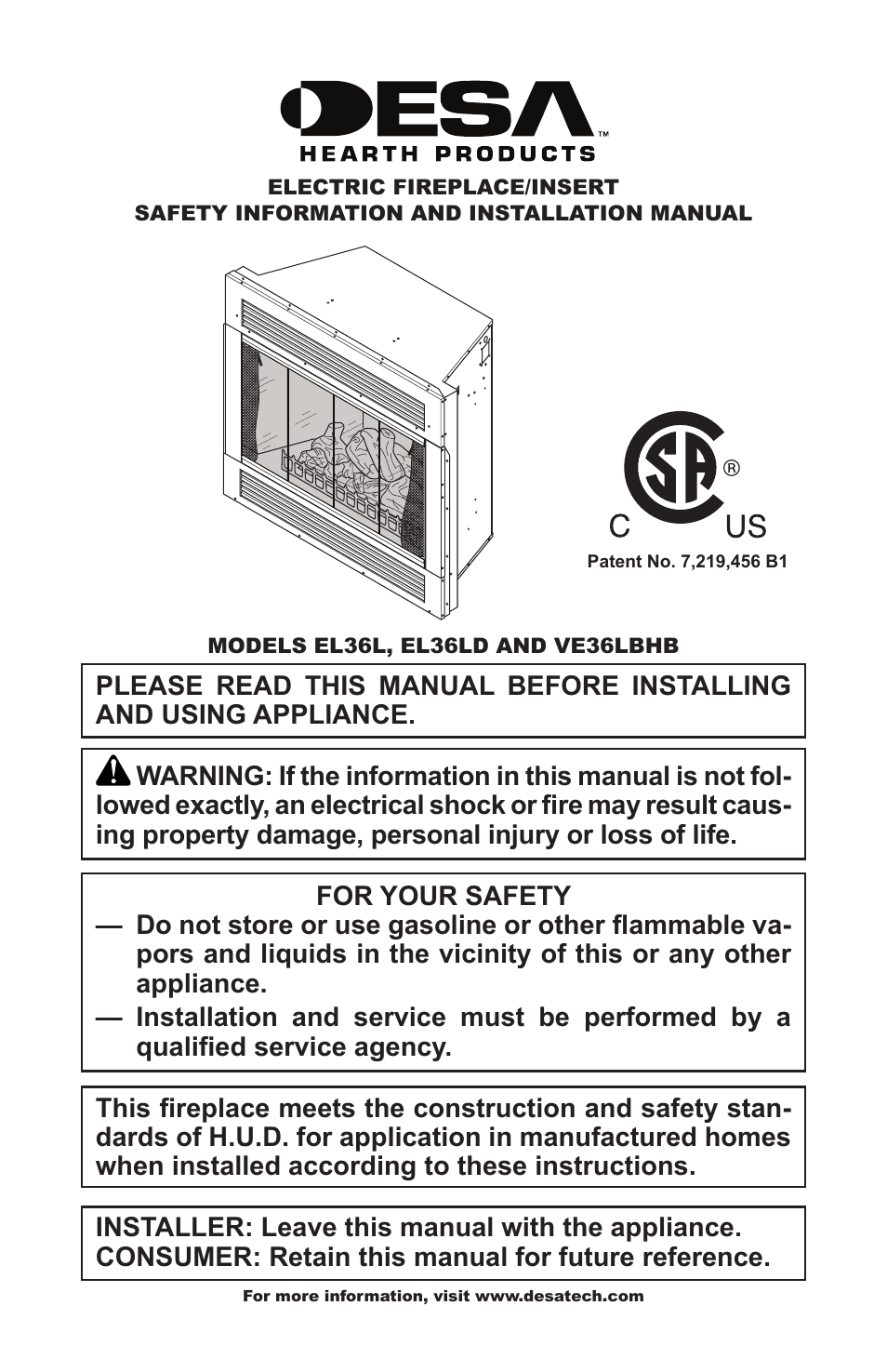 Desa EL36L User Manual | 20 pages