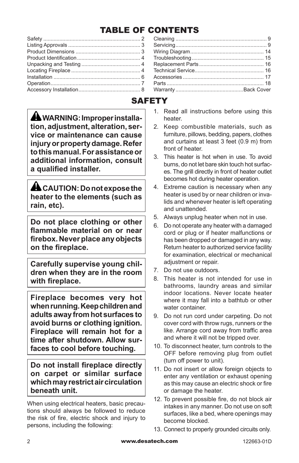 Desa EL36L User Manual | Page 2 / 20