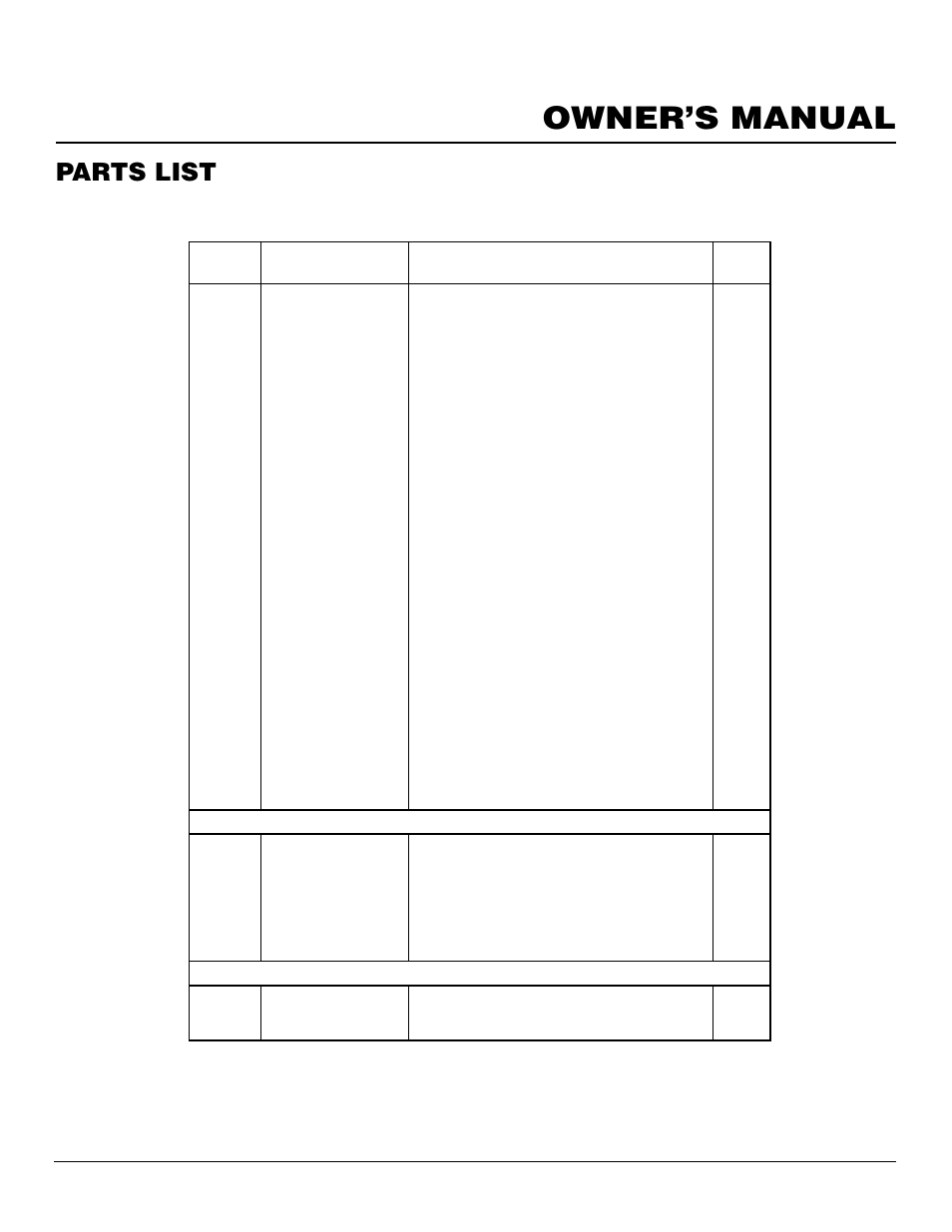 Owner’s manual, Parts list | Desa BLP50VA User Manual | Page 11 / 14
