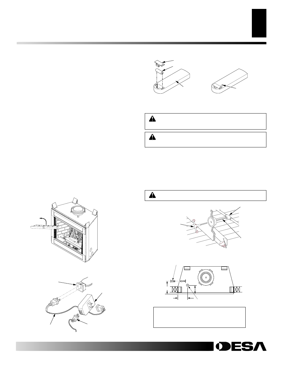 Installation, Optional remote control installation (model wrc), Wall switch installation | Gas line hook-up | Desa M36E(B User Manual | Page 11 / 28