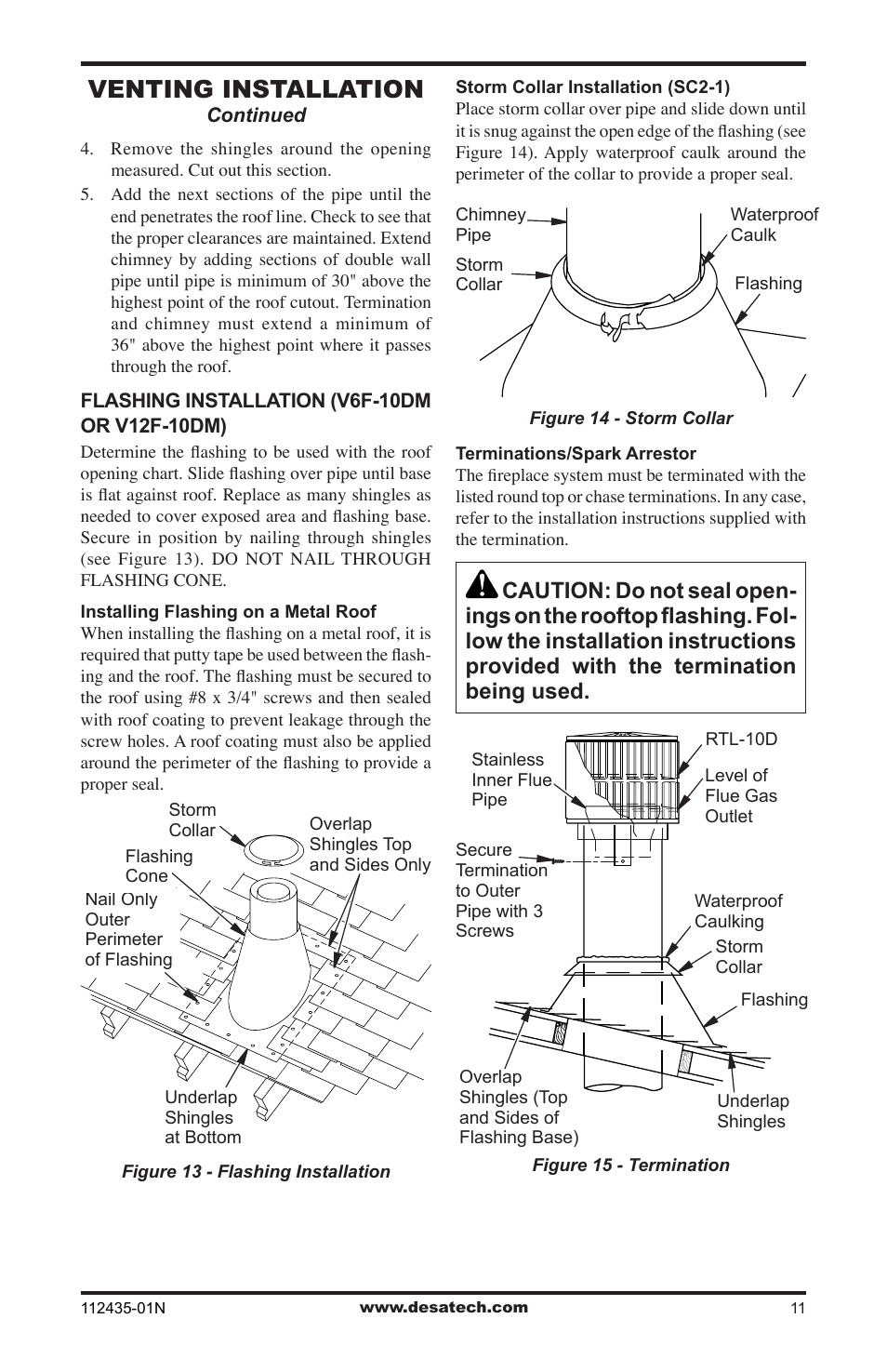Venting installation | Desa (V)gM36 User Manual | Page 11 / 28