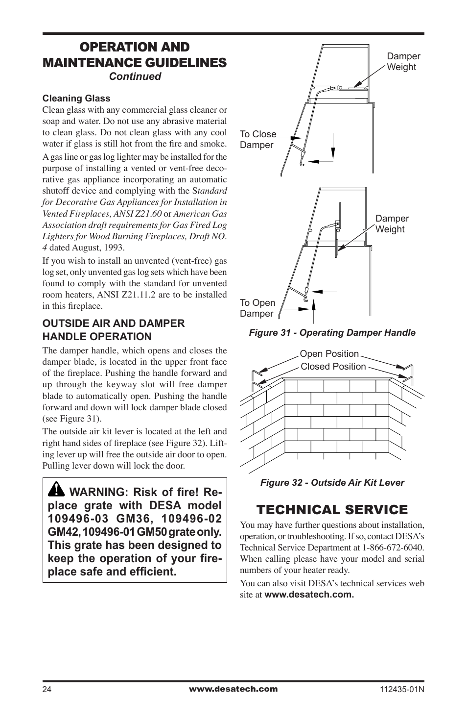 Technical service, Operation and maintenance guidelines | Desa (V)gM36 User Manual | Page 24 / 28