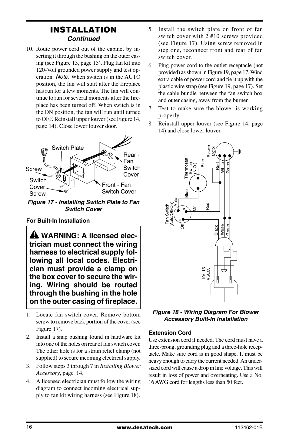 Installation, Continued | Desa VMH10TNC User Manual | Page 16 / 44
