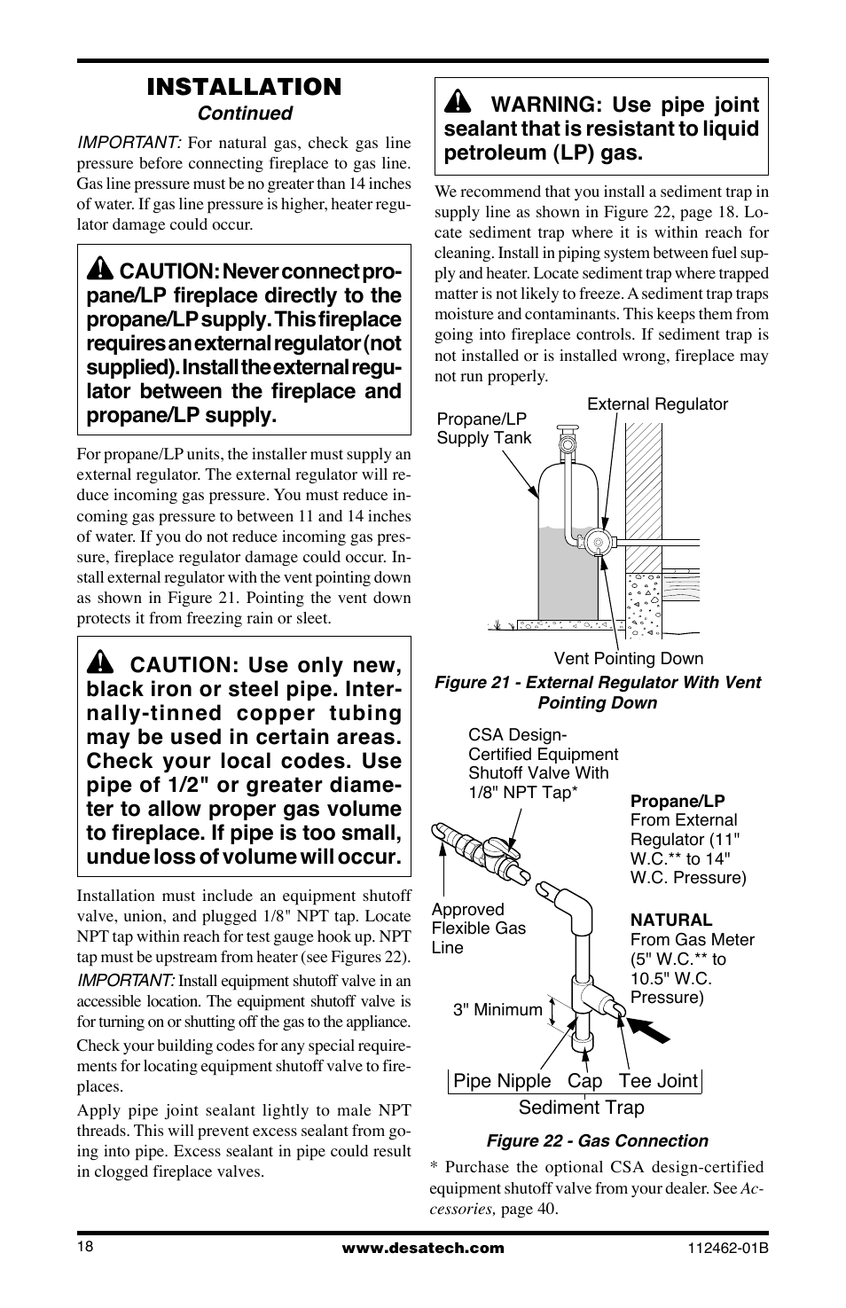 Installation | Desa VMH10TNC User Manual | Page 18 / 44