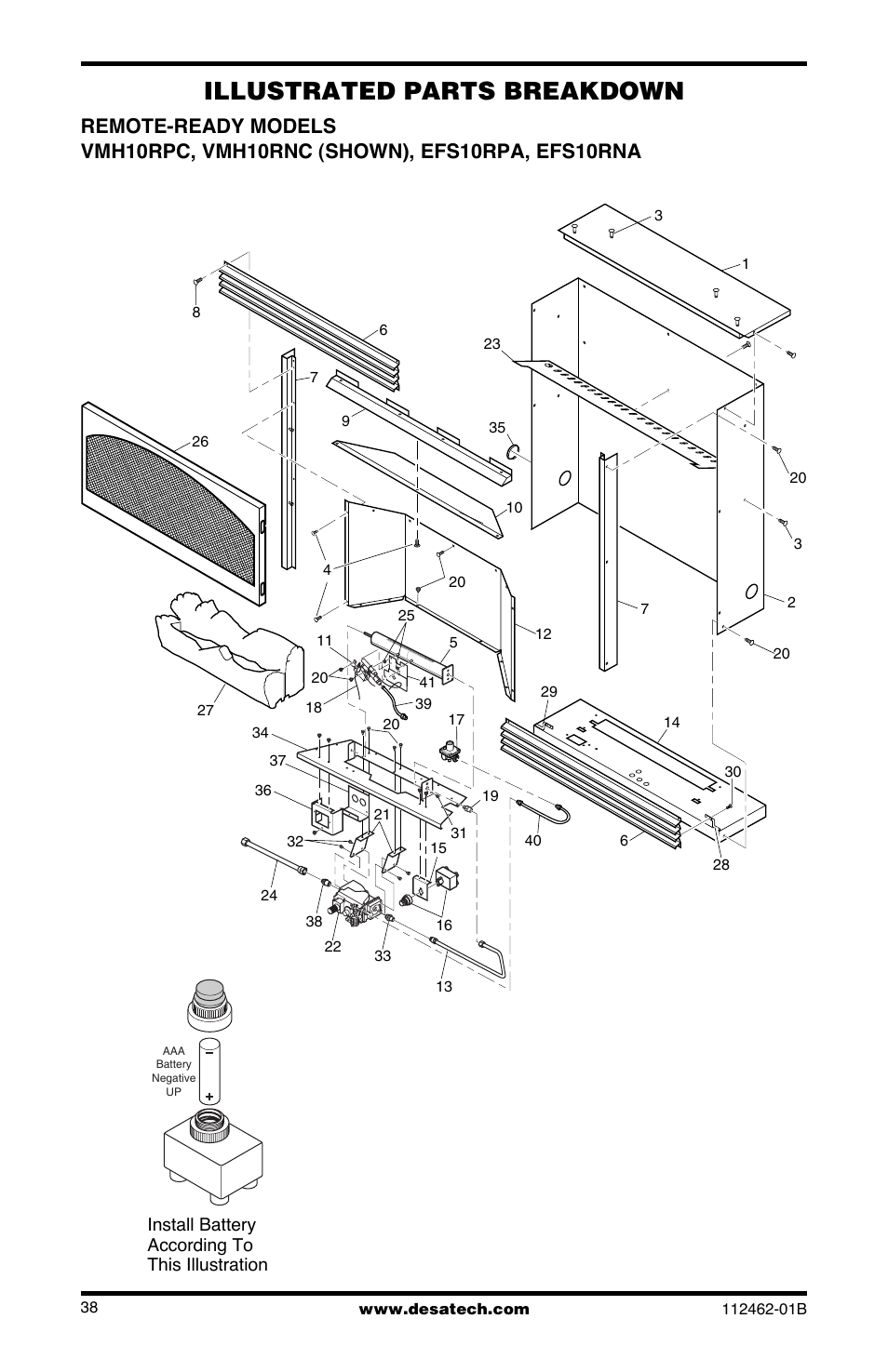 Illustrated parts breakdown | Desa VMH10TNC User Manual | Page 38 / 44