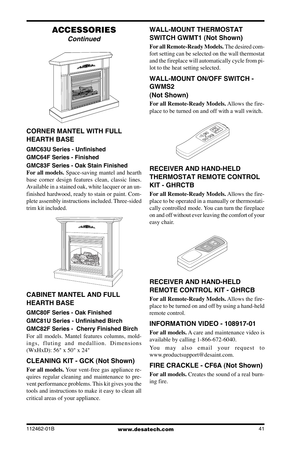 Accessories | Desa VMH10TNC User Manual | Page 41 / 44