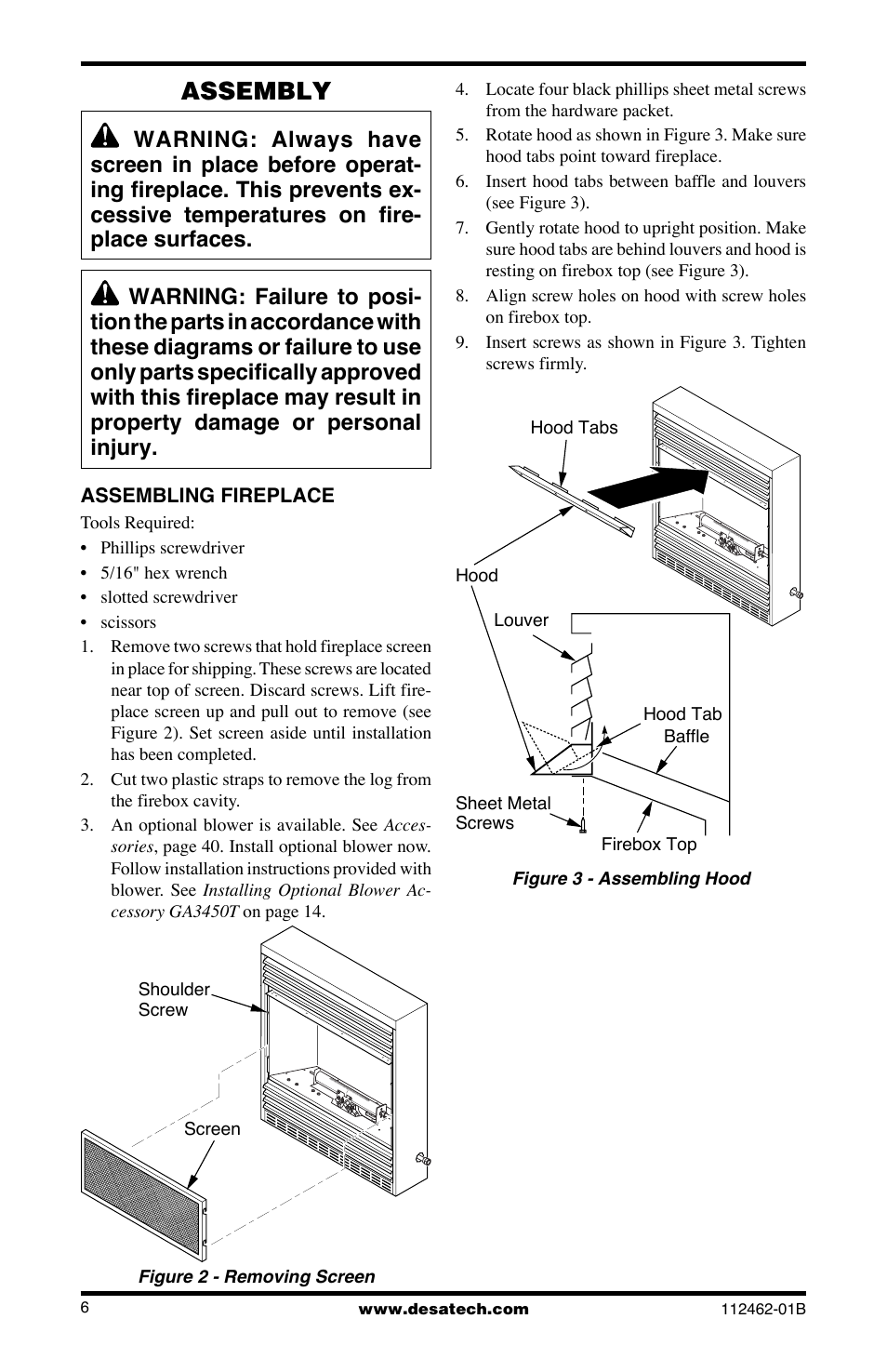 Assembly | Desa VMH10TNC User Manual | Page 6 / 44