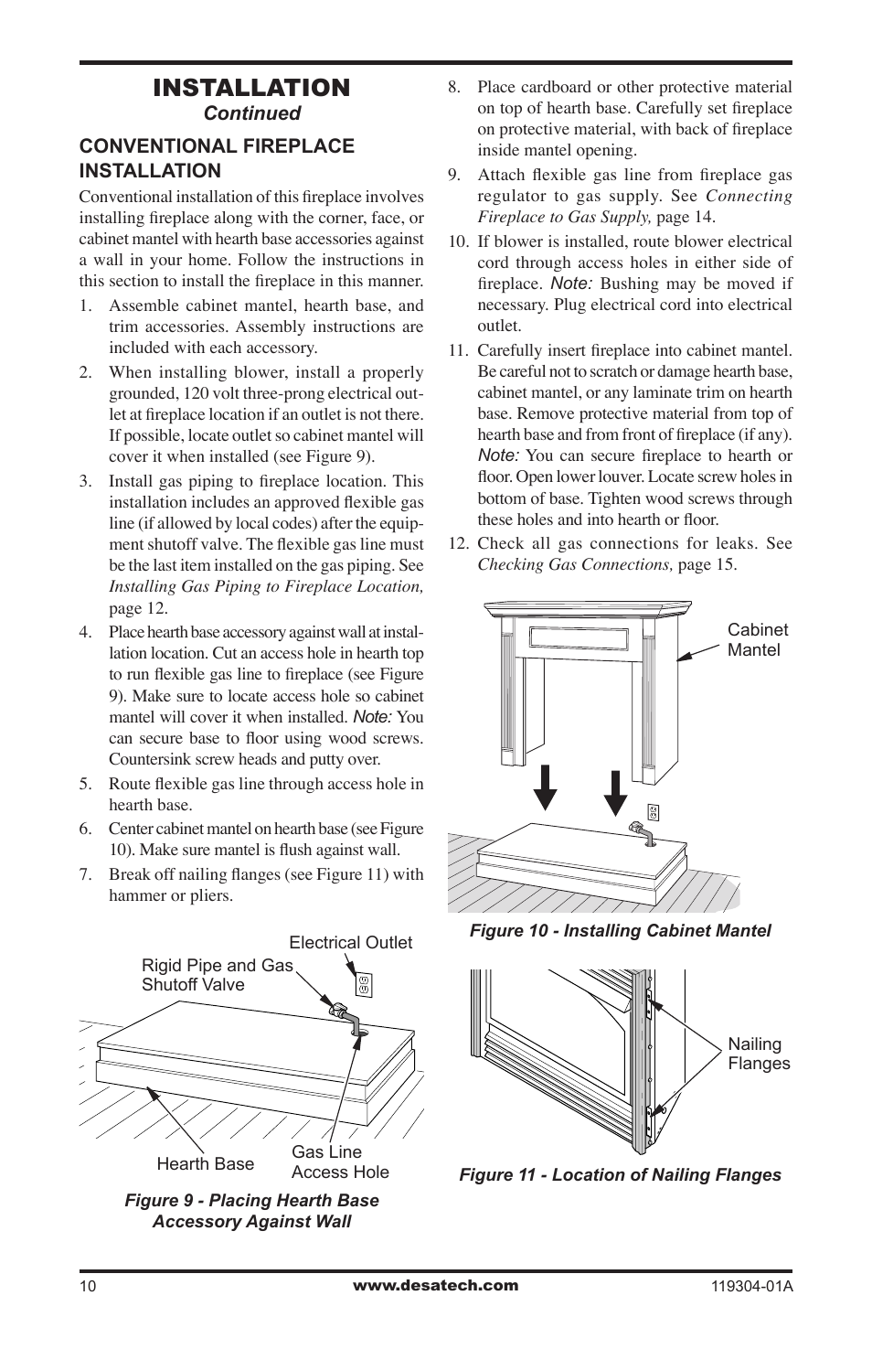 Installation | Desa VSGF33NRC User Manual | Page 10 / 36