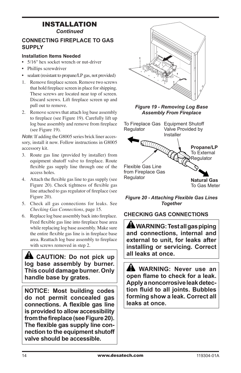 Installation | Desa VSGF33NRC User Manual | Page 14 / 36