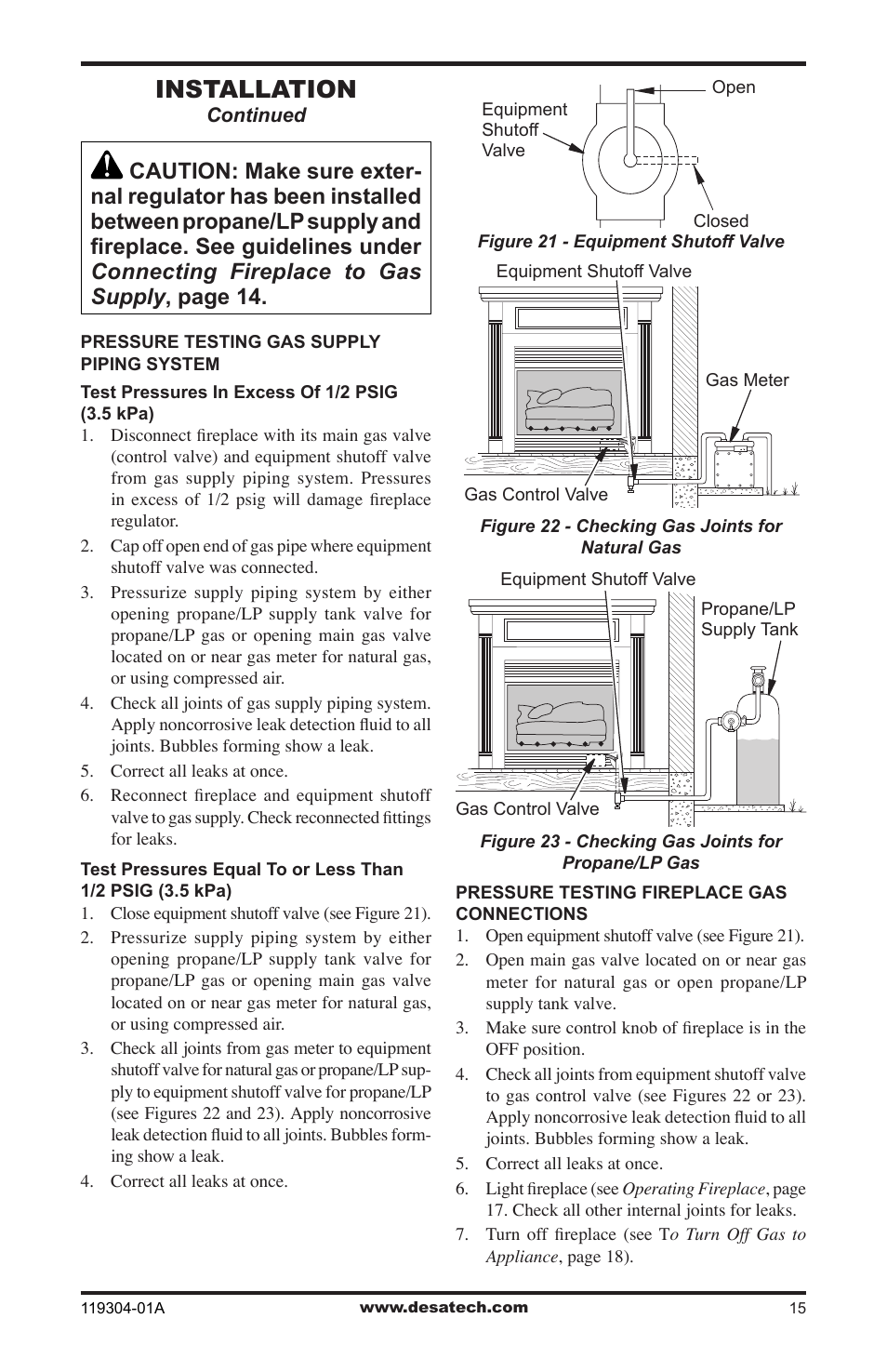 Installation | Desa VSGF33NRC User Manual | Page 15 / 36
