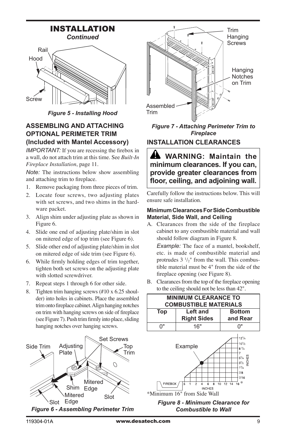 Installation | Desa VSGF33NRC User Manual | Page 9 / 36