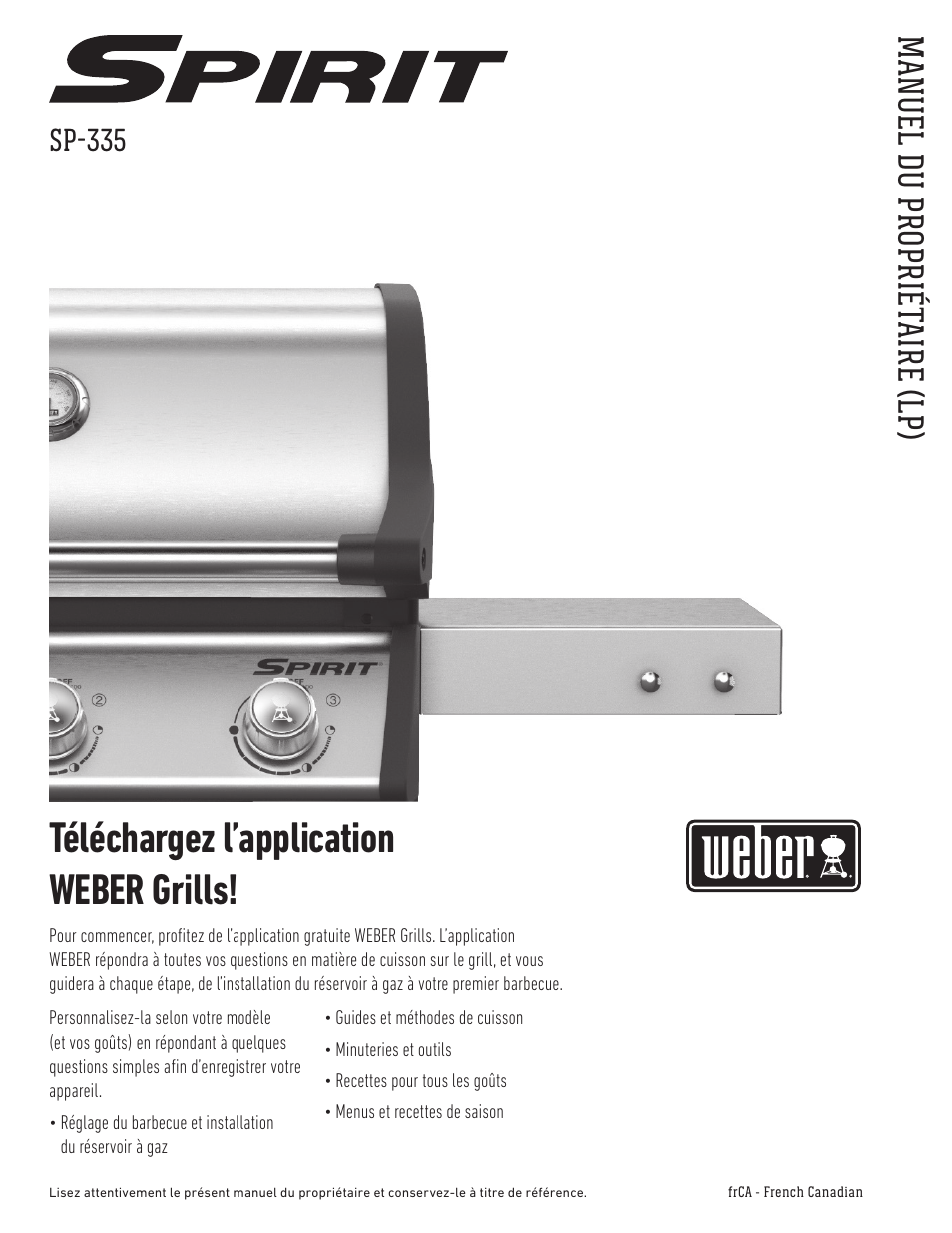 Téléchargez l’application weber grills, Manuel du propriét aire (lp), Sp-335 | weber Spirit Spirit SP-335 Freestanding Gas Grill User Guide User Manual | Page 45 / 68
