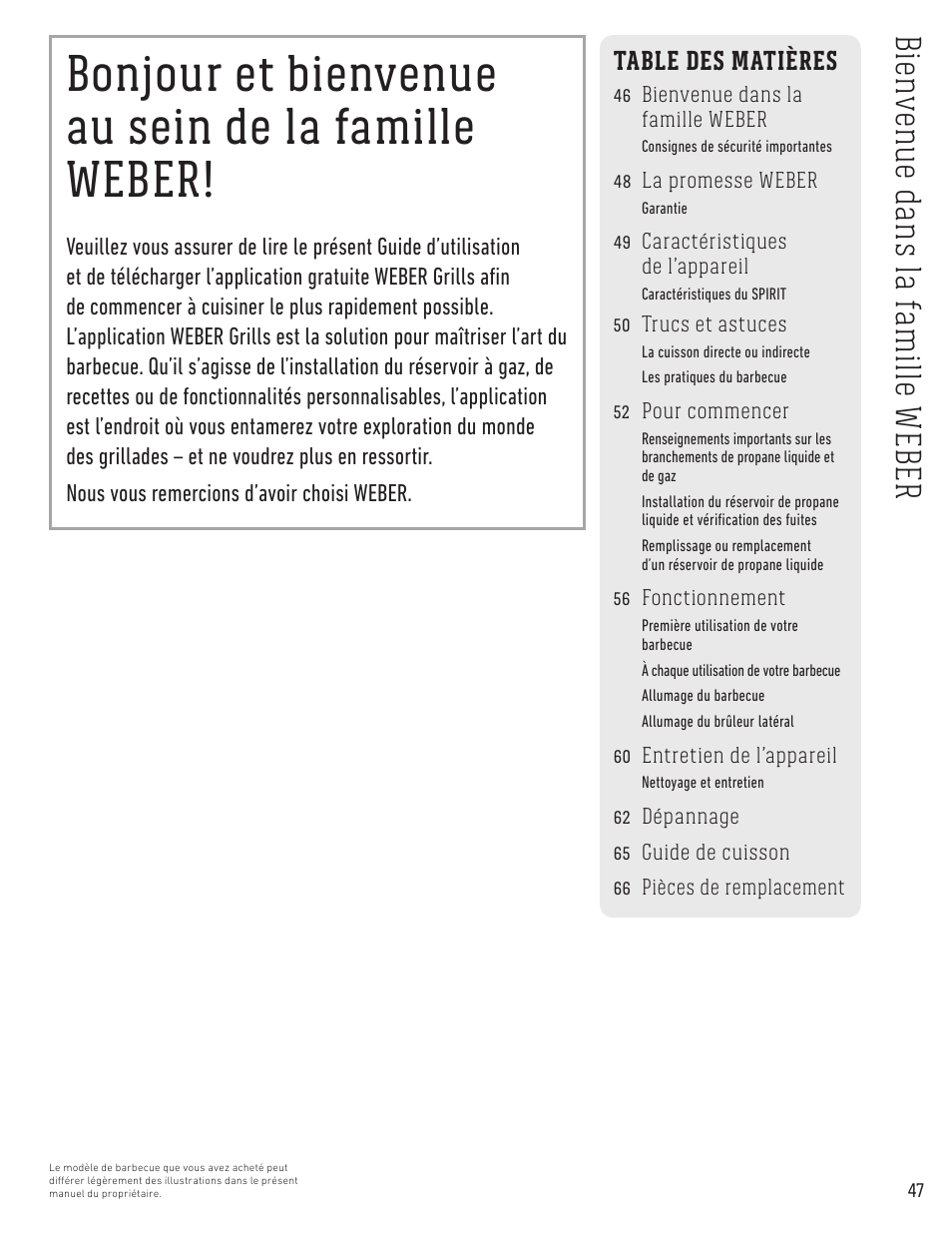 weber Spirit Spirit SP-335 Freestanding Gas Grill User Guide User Manual | Page 47 / 68