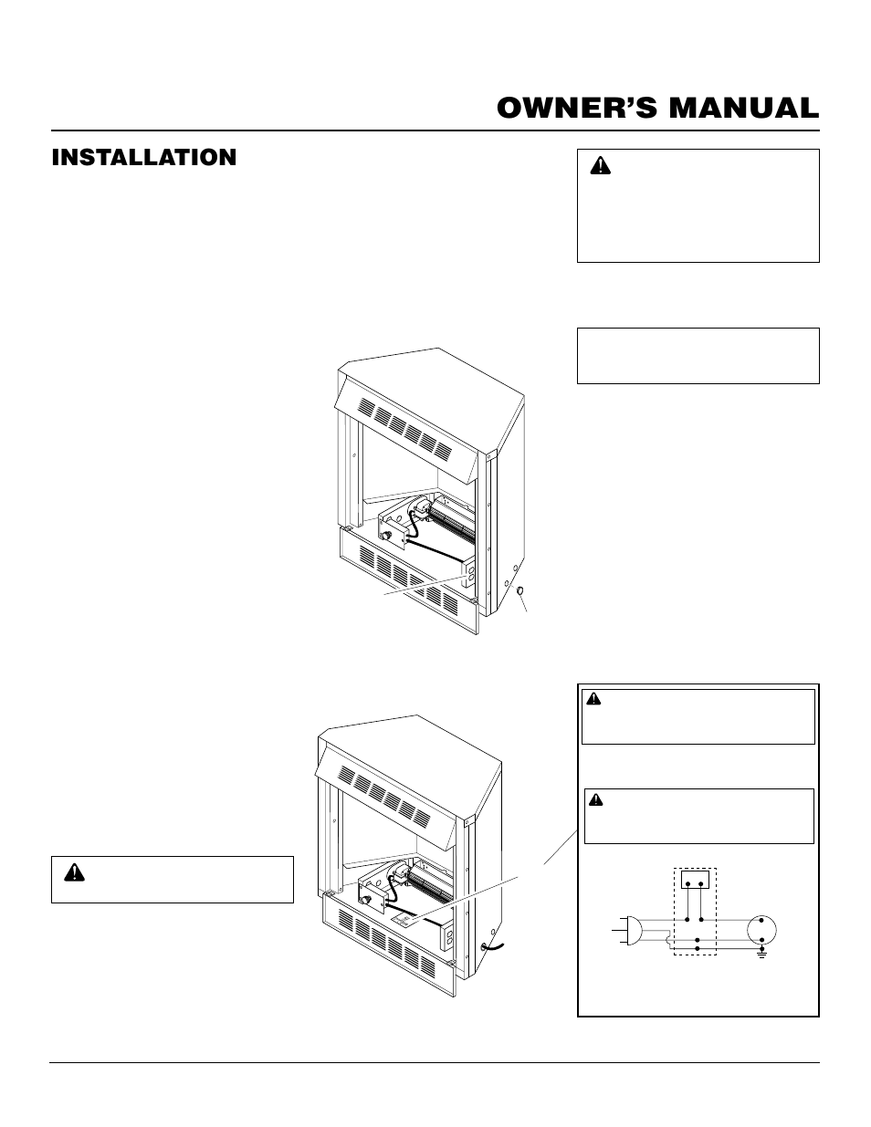 Owner’s manual, Installation, Continued | Operating the blower | Desa CGFP28PT User Manual | Page 11 / 34