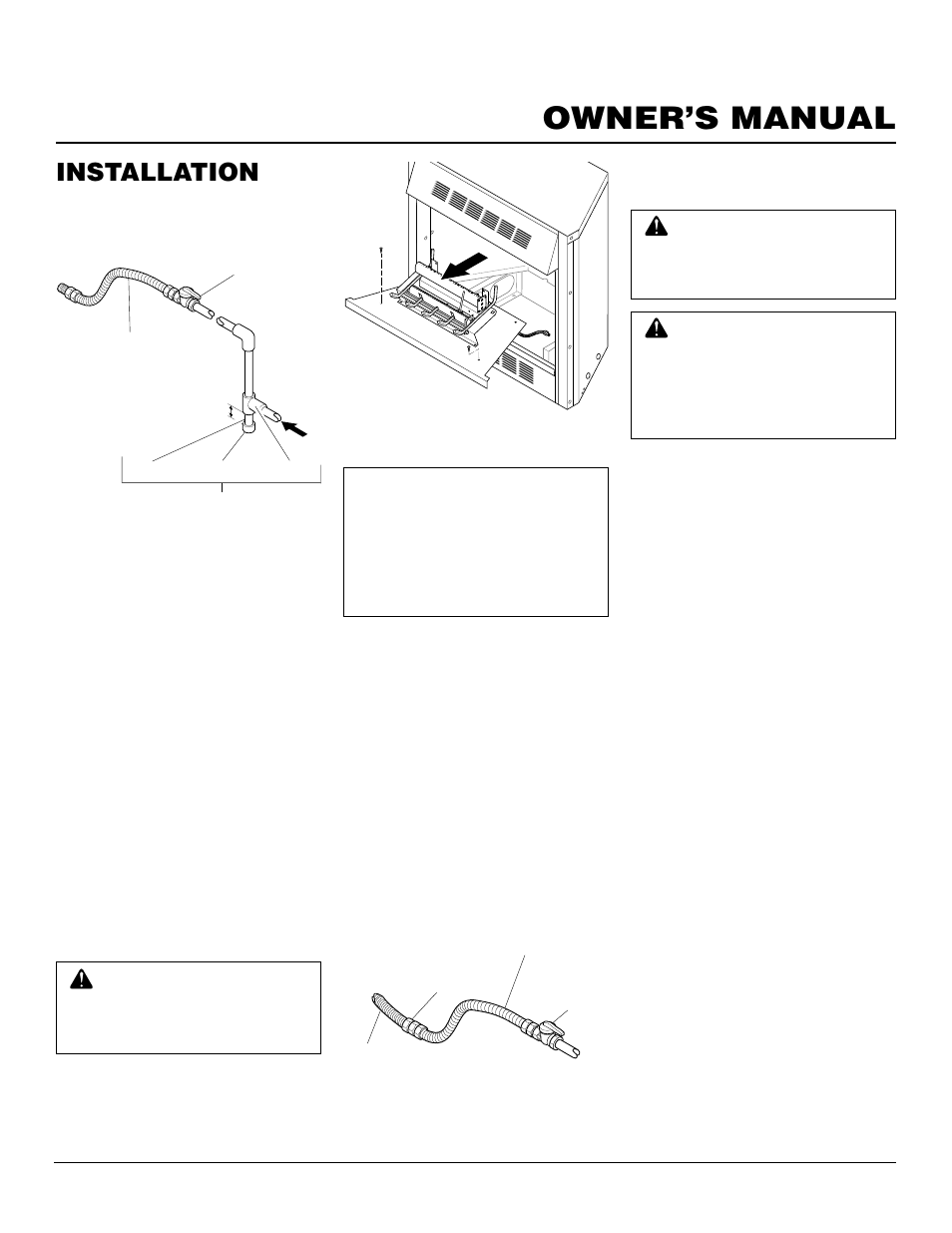 Owner’s manual, Installation | Desa CGFP28PT User Manual | Page 15 / 34